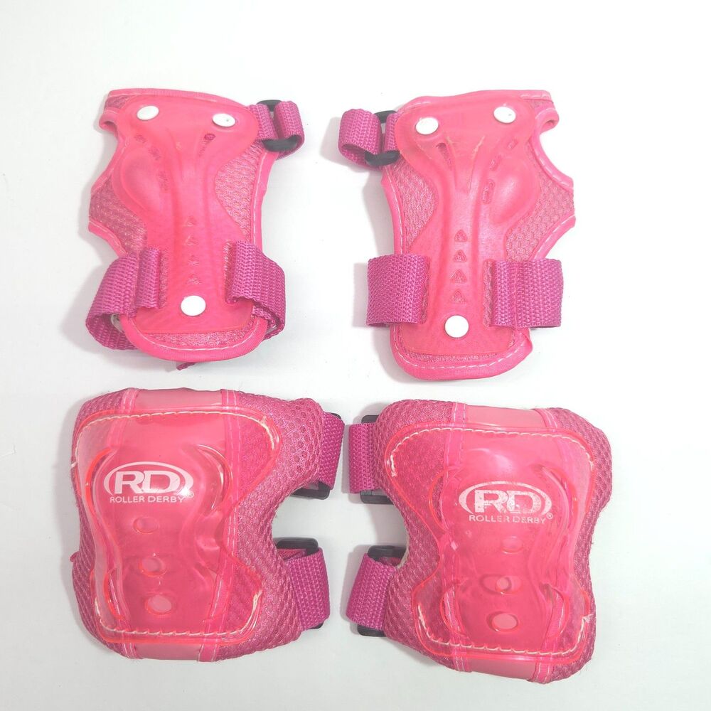 Roller Derby Skate Protective Gear Set Pink Knee Wrist Pads Youth 5-10